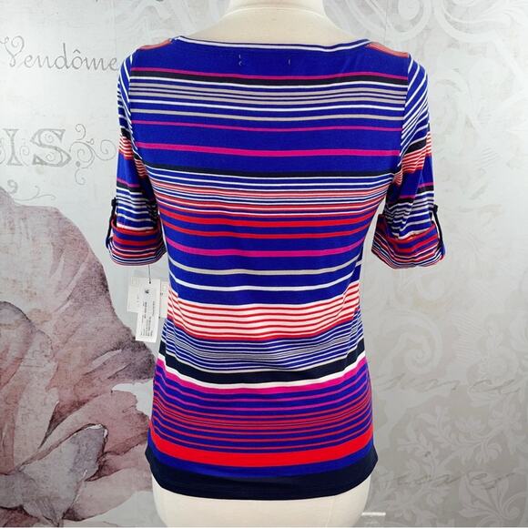 Liz Claiborne NWT Striped T-shirt button up sleeves - Picture 5 of 8
